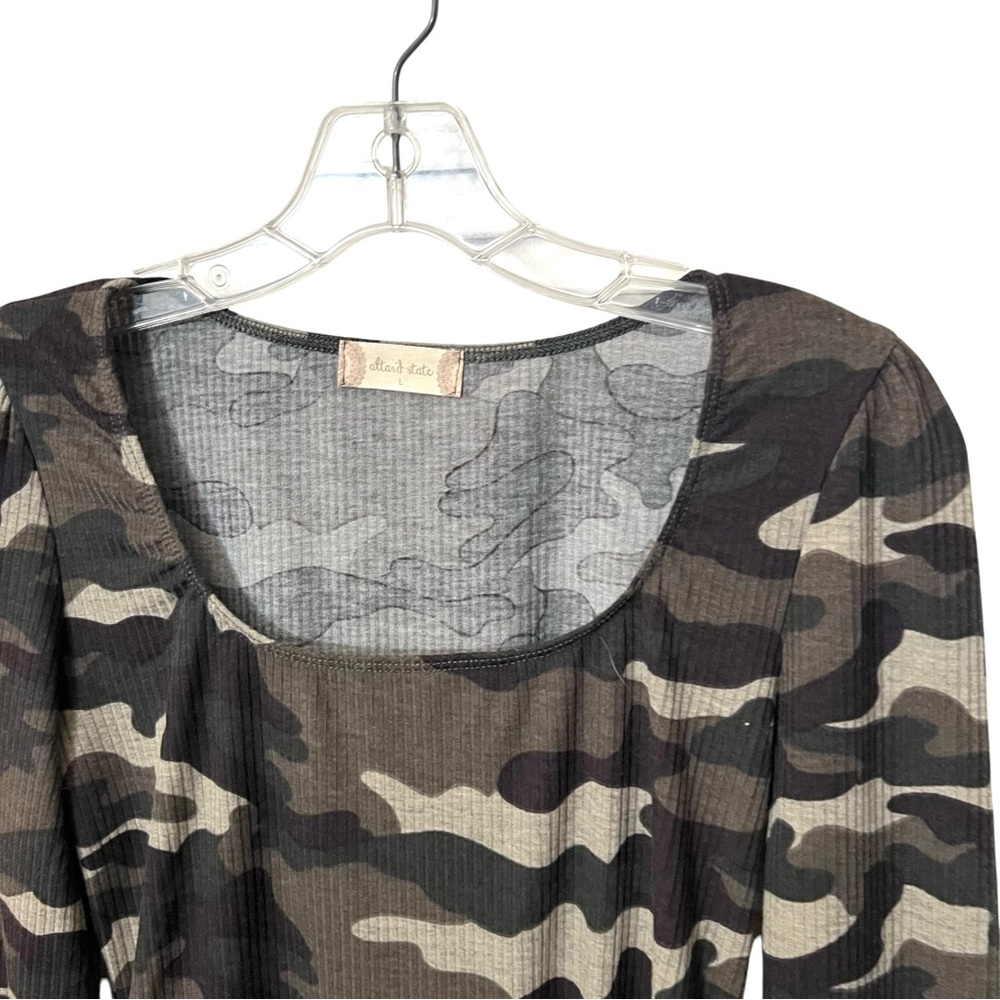 Altar’d State Camo Army Print Ribbed Bodysuit Size Large New - Picture 2 of 6